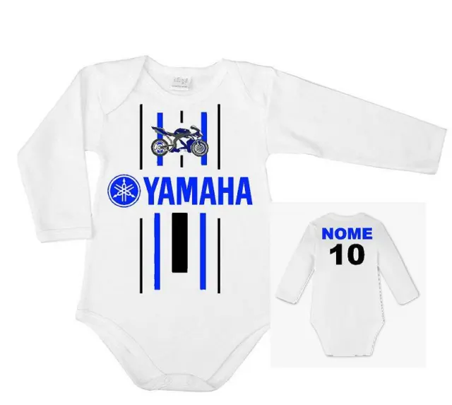 body lungo bimbo neonato Yamaha r1 moto gp cotone stampa nome numero bambino