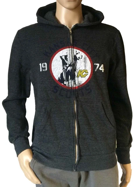 Kansas City Scouts Retro Brand Gray TriBlend Fleece Zip Up Hoodie Jacket (S)