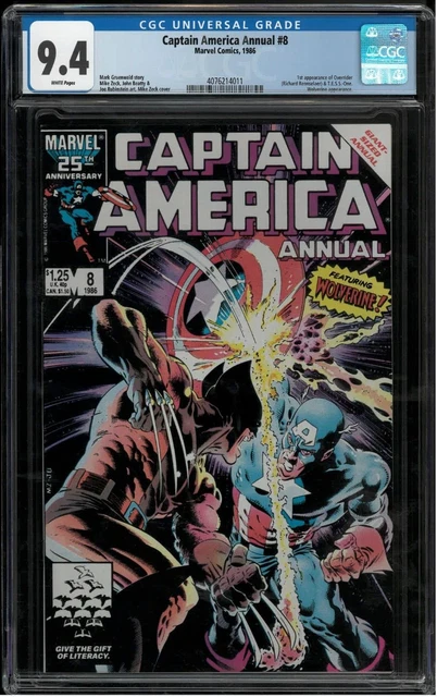 CGC 9.4 NM Captain America Annual #8 (1986) Wolverine Appearance White Pages