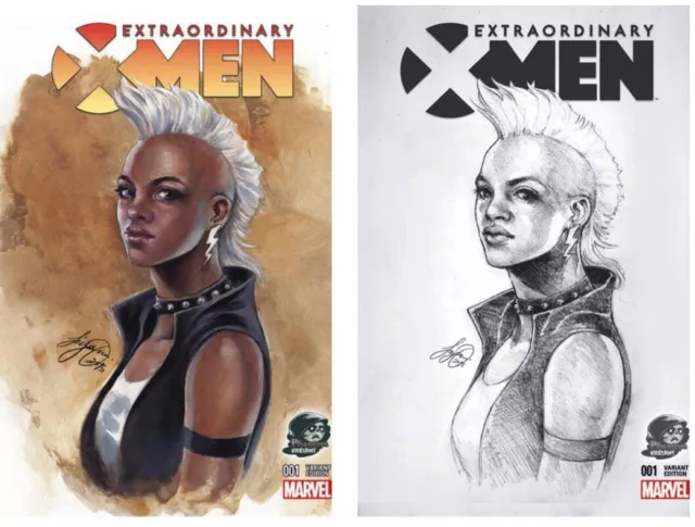 EXTRAORDINARY X-MEN #1 sketch & color Phantom variant set! NM! Free Shipping!!