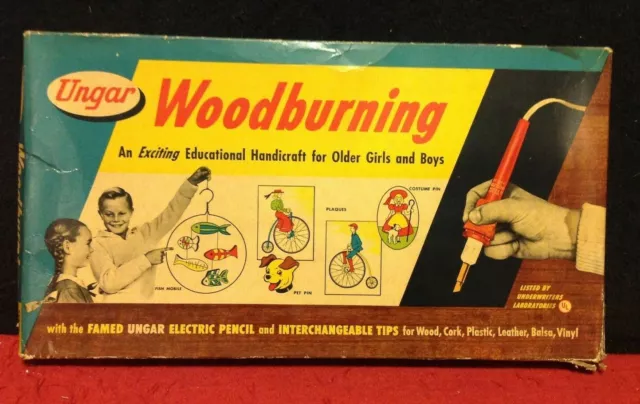 Vintage Woodburning Set Kit By Ungar Working 6 In 1 Electric Pencil No. 203