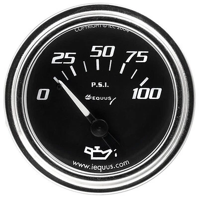 Equus 2.0 Dia Oil Pressure Gauge Chrome 0-100psi - E7234
