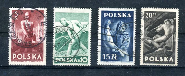 Briefmarken, Polen, Kpl Satz, Fi. 437- 40, Arbeiter, 1947, gestempelt
