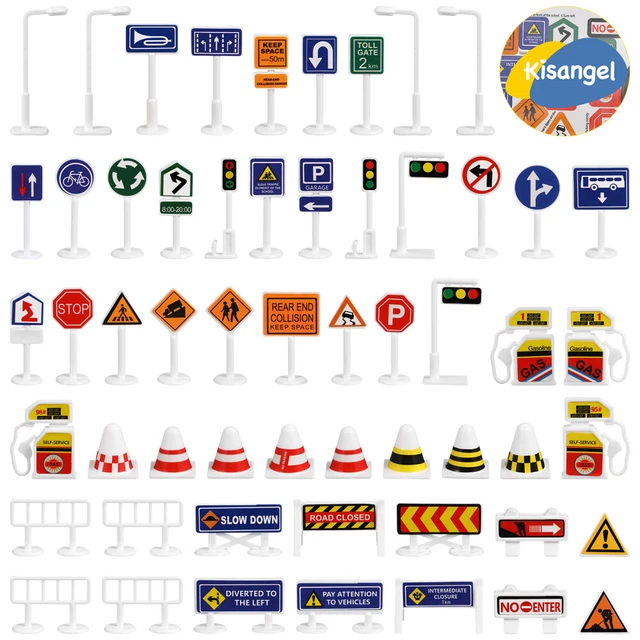 Jouets éducatifs Panneaux De Signalisation Routière - Kit Sécurité Routière Pour Enfants, Simulation Circulation, Décor Thème Transport