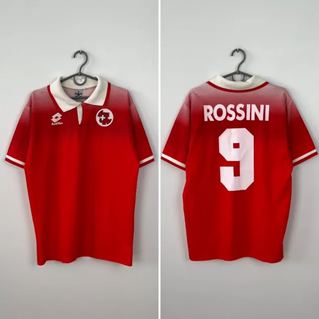 Switzerland National Team 1996 1997 Home Football Shirt #9 Rossini Lotto Size M