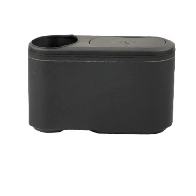 PU Car Trash Can W/Lid Garbage Bag Vehicle Drink Holder Portable Leak Waterproof