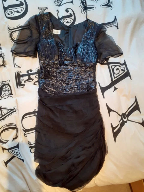 christina stambolian black cocktail dress CHRISTINA STAMBOLIAN VINTAGE Black Silk Blend Dress Size 8 uk. New. £71.99