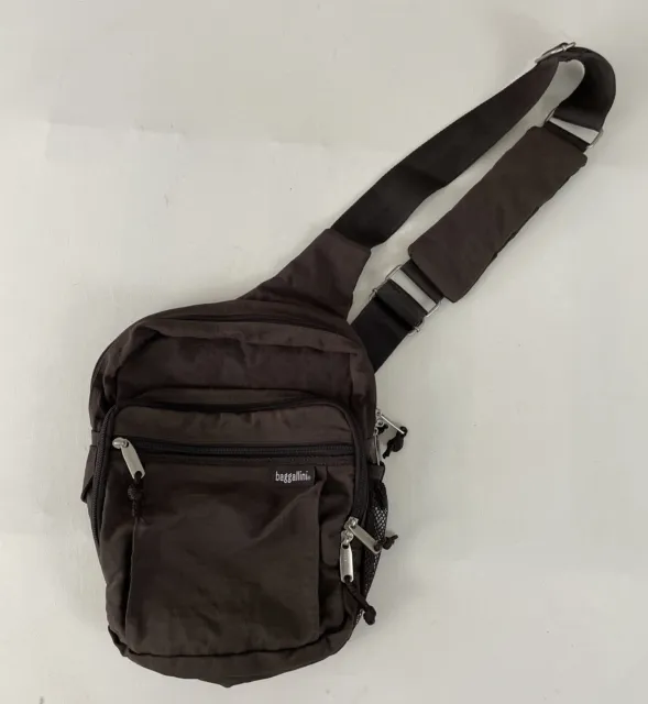 BAGGALLINI Brown Nylon Crossbody Sling Bag/Organizer/Travel