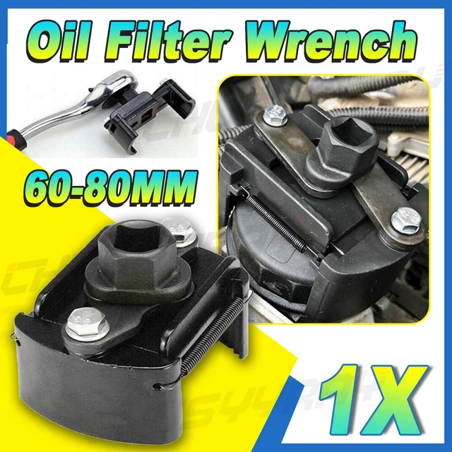 Universal AdjustableTwo-Jaws Oil Filter Wrench 1/2" Cap Removal Tools 60-80mm