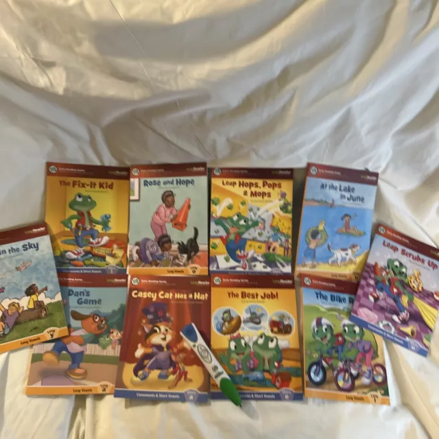 Leap Frog Leap Reader Tag Reading System 10 Books + Pen Early Reading Series!!