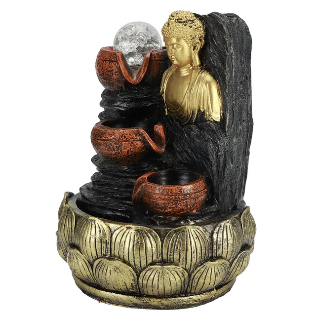 1140 US Plug 110V Desktop Buddha Statue Fountain Flowing Water Ornament With