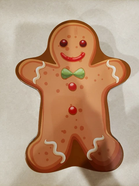 Gingerbread Man Cookie Tin Christmas Baking Gift Holidays EMPTY