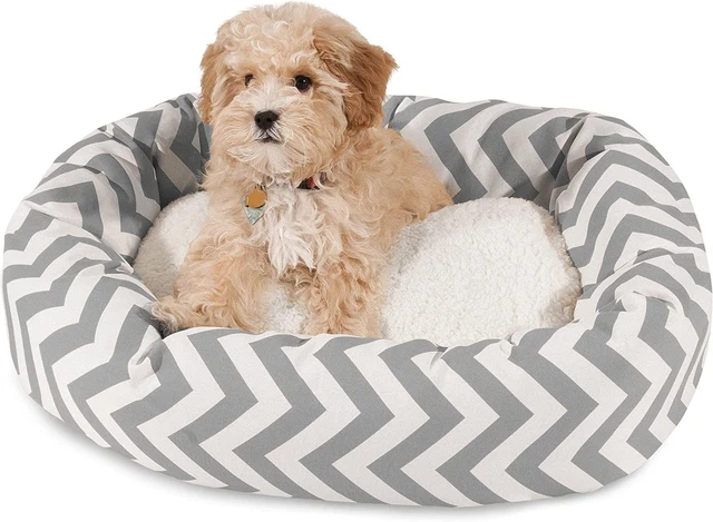 24 inch Grey Chevron Sherpa Bagel Dog Bed 24-Inch, Gray