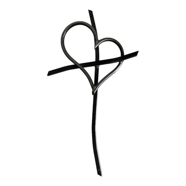 Iron Handmade 16" Wall Cross with Heart
