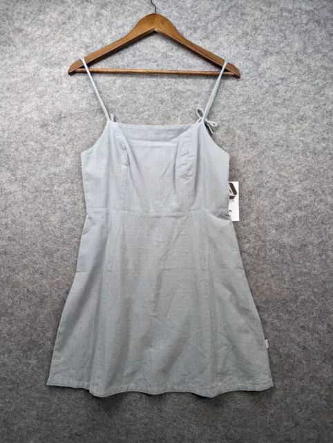 RVCA Dress Womens Medium Gray Sleeveless Tie Strap Mini