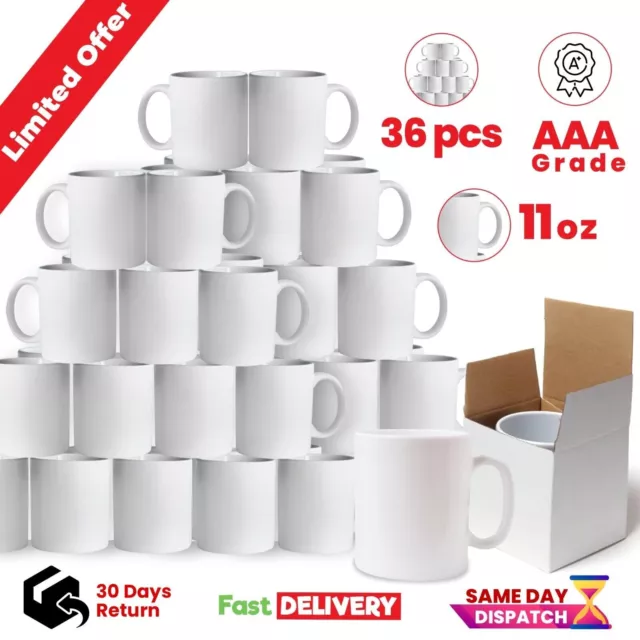 12 PCS Mugs 11 OZ Sublimation Mugs Blank White Mugs Coated Ceramic Cups