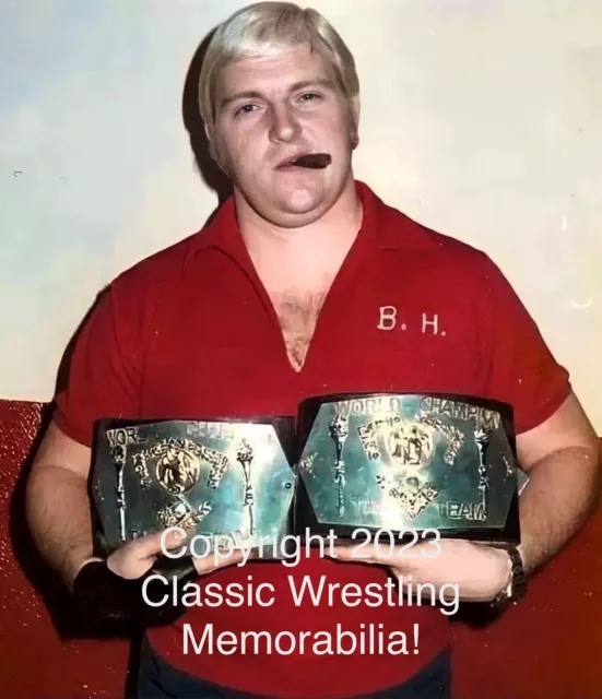 “BOBBY HEENAN Posing with the WWA Tag-Team Belts!” - 8” x 10” COLOR Print!