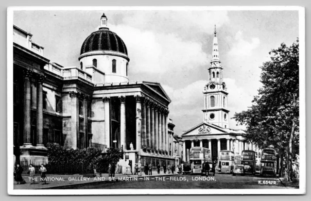 National Gallery London St. Martin-in-the-Fields  Real Photo RPPC Postcard