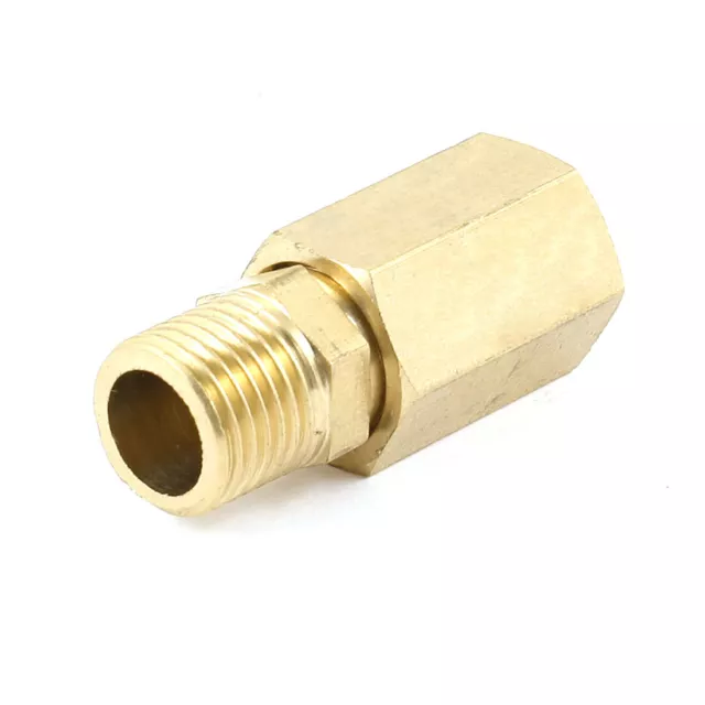 Brass 1/4NPT to 1/4PT F/M Thread Nipple Reducing Connector Fitting