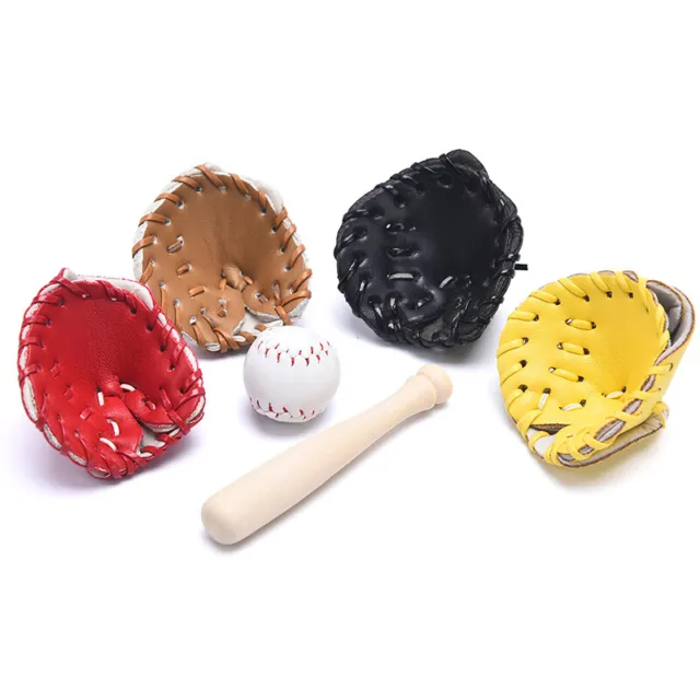 3Pcs/Set 1/12 Dollhouse Mini Baseball Bat Glove and Ball Model Game OrnamentJO