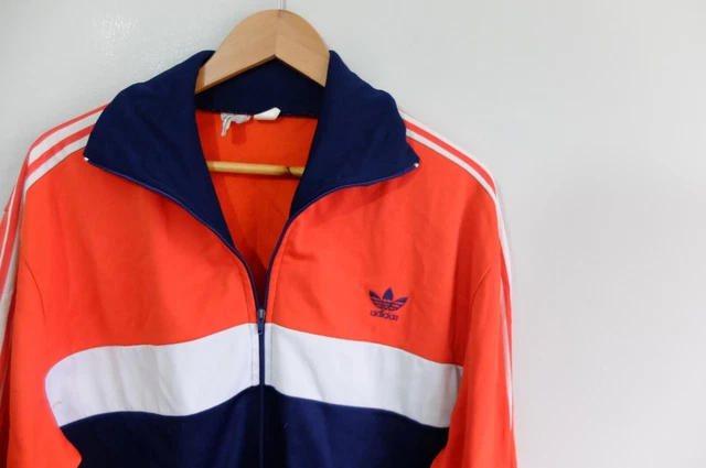 Vintage Adidas track jacket trefoil 70s/80s Red Blue XL Ventex France *FLAWED