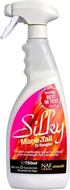 New NAF Silky Mane & Tail Detangler Spray Horse Grooming 750 ml Clear, Unisex