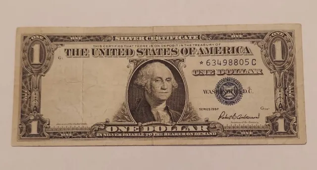 Very Rare Error Note 1957 Star Replacement Missing Seal $1 Silver Certificate !!