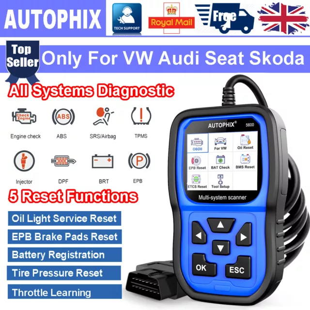 All Systems Diagnostic For VW Audi Skoda Seat OBD2 Scanner Battery Registration