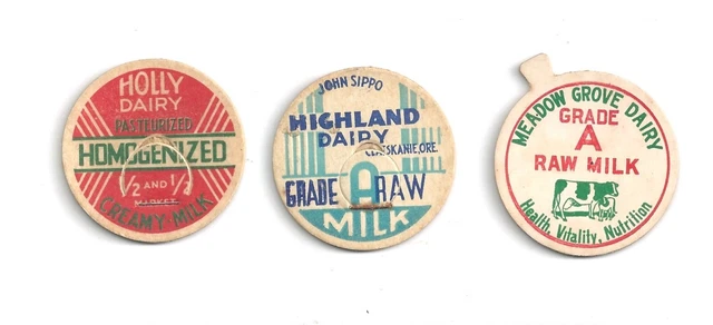 three different Oregon milk bottle caps #3