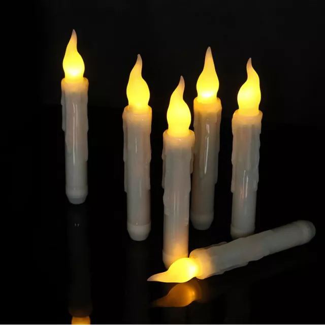 6Pcs LED Flameless Taper Flickering Battery Operated Candles Lights Party Decor