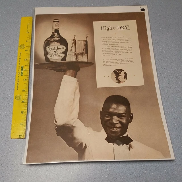 MAGAZINE AD 1940'S Paul Jones Whiskey Waiter Man Cave Garage Bar 5.00