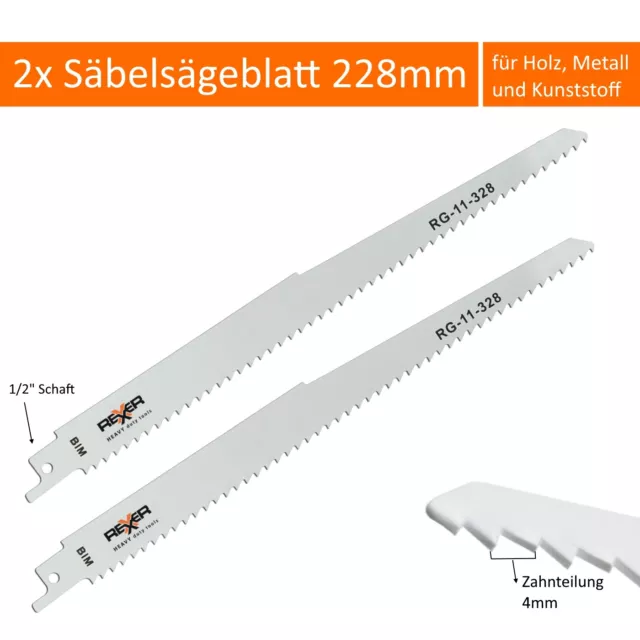 Säbelsägeblatt Set 2-tlg. Metall Holz Kunststoff  228mm Sägeblatt für Säbelsäge