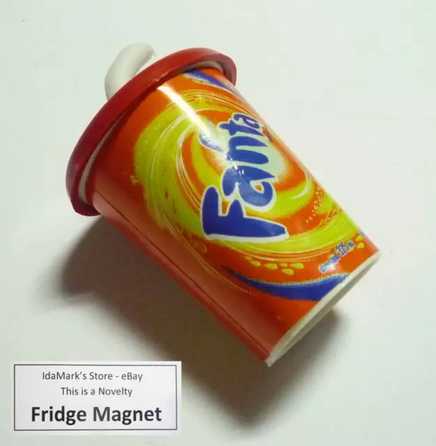 FANTA Orange Soda Cup Top Limited FRIDGE MAGNET Novelty 1.5" Tall Coca Cola Cute