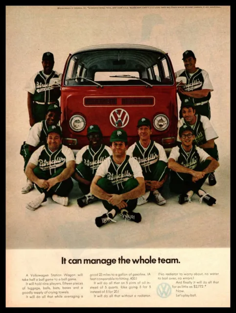 1970 Volkswagen Type 2 Bus Petrucelli's Pizzeria Softball Team VW Van Print Ad