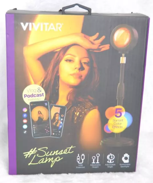 Lámpara Vivitar Sunset USB Remoto 5 Sunset Efectos de Color Ajustables Vlog y Podcast