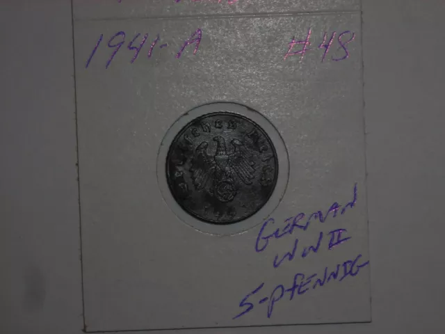 German Coin Lot #48 1941-A Third Reich 5 Reichspfennig Germany Ww2 Coin