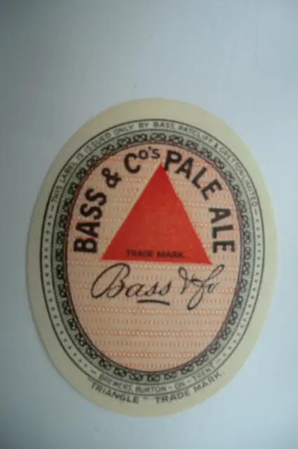 Mint Bass Burton Pale Ale Red Triangle  Brewery Beer Bottle Lable