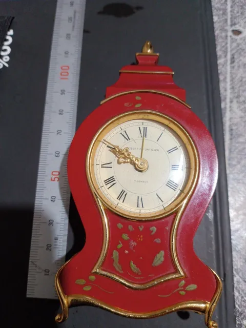 orologio da tavolo rosso  vintage robert c. fortilier