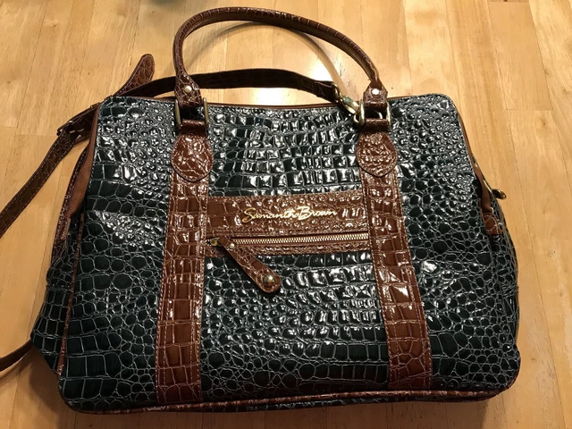 Samantha Brown Croc Embossed Carry On Set Green Camel 6