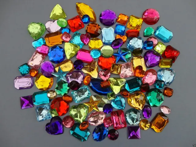 Mixed Acrylic Gemstones Gems Jewels Craft Embellishments Cards 100g 250g
