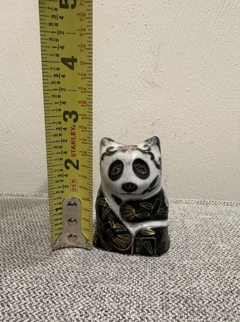 Vintage Cloisonne Panda Bear Figurine - Small Adorable Panda Bear Figure 3