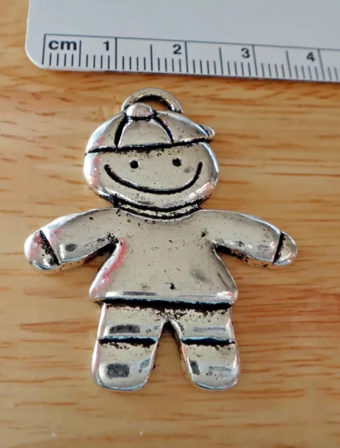 Large 39x32mm Whimsical Pewter Boy Son Grandson Male Child Charm