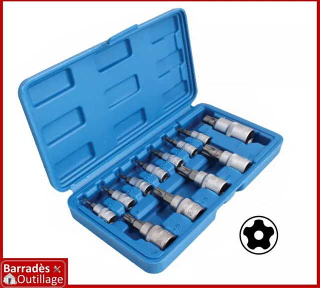 Coffret de 12 embouts Torx Plus percé à 5 lobes- Tailles : TS8 à TS60