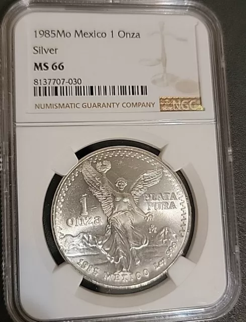 1985 Mo NGC MS 66 MEXICO 1 oz Silver Libertad Onza Proof Free Shipping US