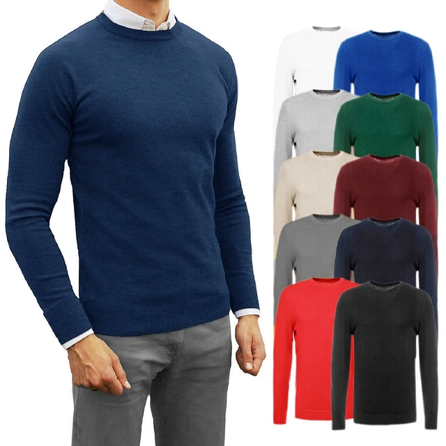 Maglioncino Uomo Invernale Maglione Girocollo Maglia Maniche Lunghe Slim Fit