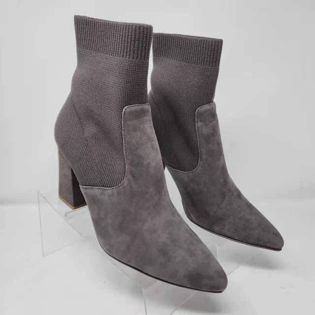 Steve Madden Booties Womens  7.5 Gray Suede Remy Pointed Toe Ankle Knit Boots