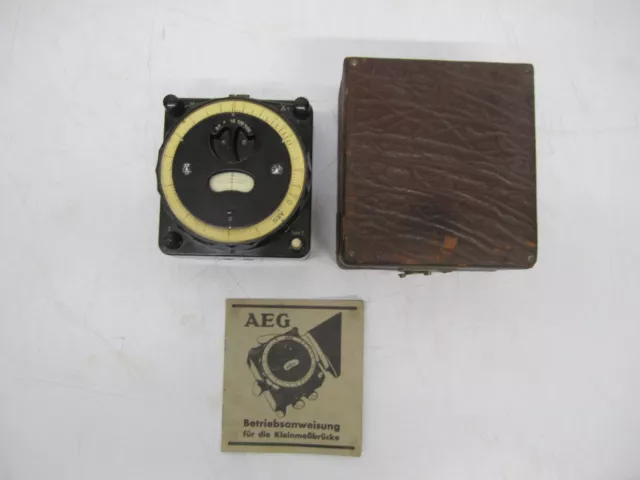 Vtg AEG Small Wheatstone Bridge Resistance Ohm Meter W/ Case German Manual As Is Vtg AEG Small Wheatstone Bridge Resistance Ohm Meter W/ Case German Manual As Is
