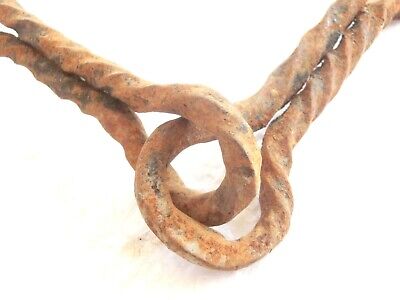 ANTIQUE forged CHAIN hearth FIREPLACE trammel lug pole HOOK twisted wrought iron 2