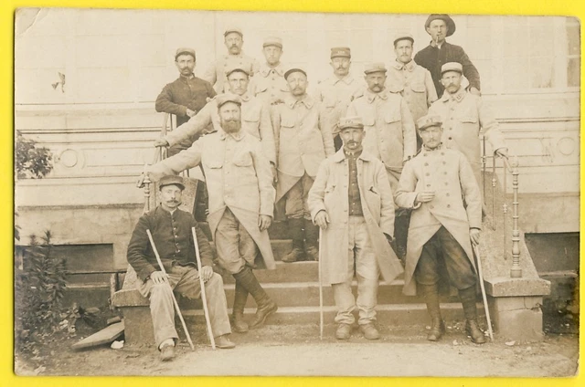 cpa Carte Photo Guerre HÔPITAL SOLDATS MILITAIRES Poilus blessés divers régiment