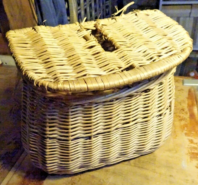 Ancien Panier de Pêche en osier tressé - Multicolore - Décoration
